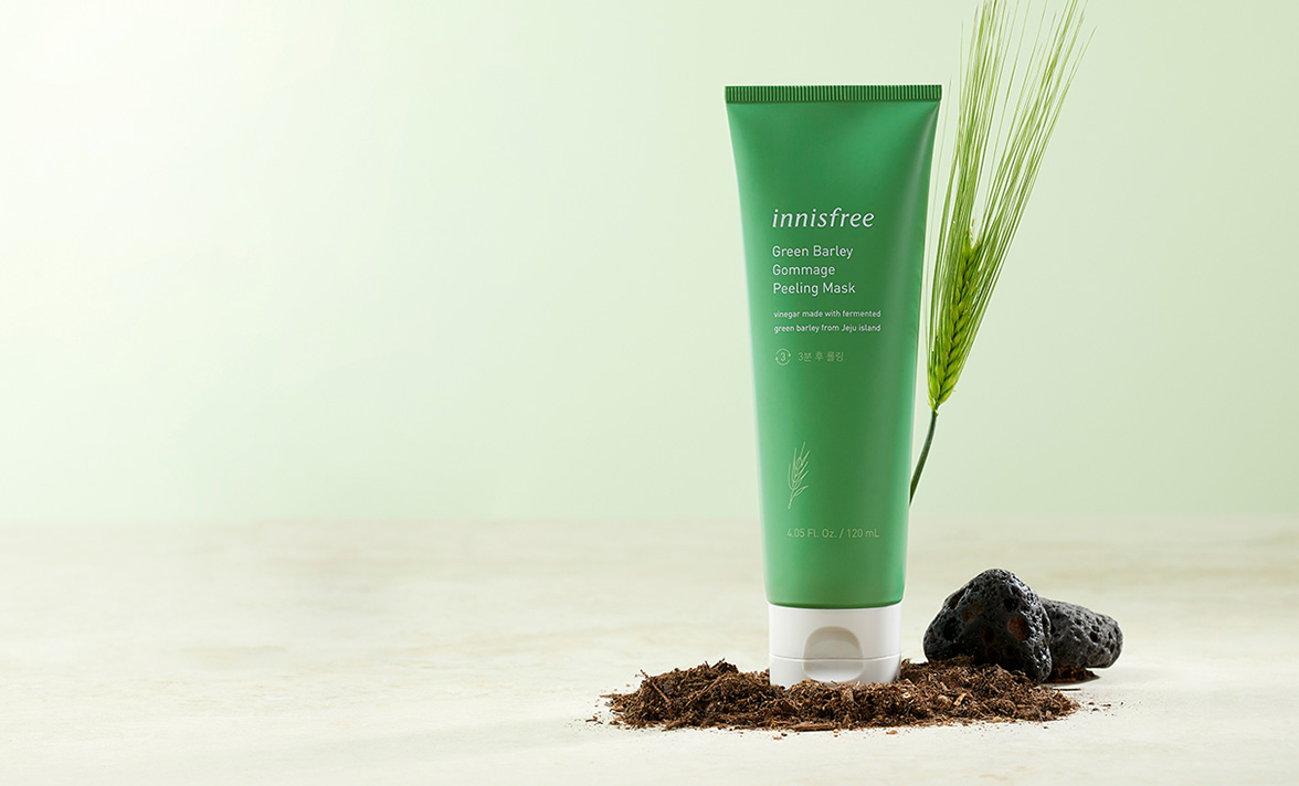 Innisfree - Green Barley Gomage Peeling Mask 120mL - Gomage-type peeling mask that allows you to see the chemical peeling effect of green barley vinegar + the physical peeling effect of cellulose at once
