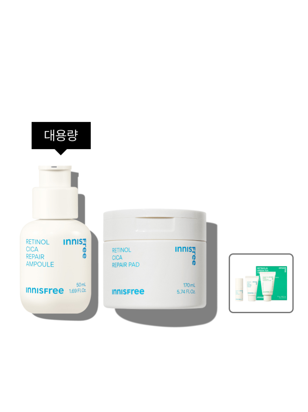 이니스프리 레티놀 시카 흔적 패드 60매 + 앰플 [대용량] 50mL - 레티놀패드, 깐달걀피부패드, 결케어, 레티놀, 레티놀시카, 저자극레티놀