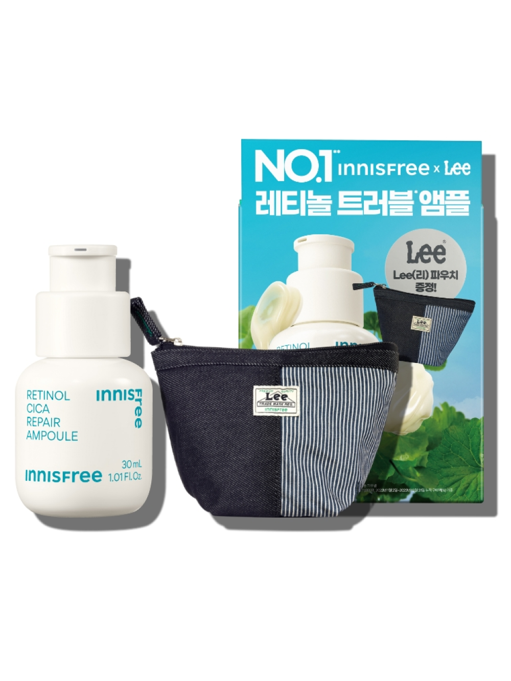 이니스프리 [Lee 파우치 증정] 레티놀 시카 흔적 앰플 기획세트 30mL - 저자극레티놀시카앰플, 깐달걀피부결, 트러블성피부사용가능, 잡티케어, 모공케어, 진정앰플